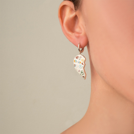 Серьги из серебра с эмалью «Сердце»