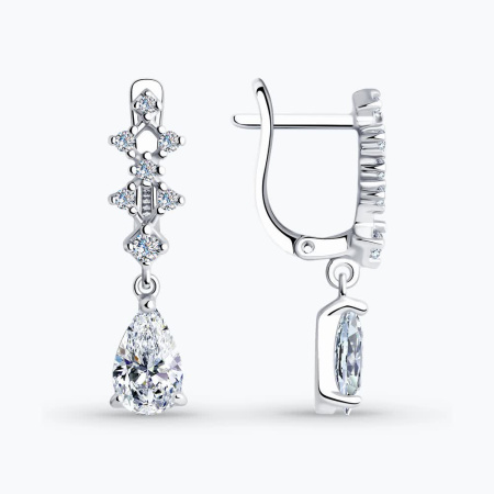 Серьги из серебра с фианитами