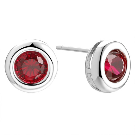 Серьги-пусеты из серебра с корундом