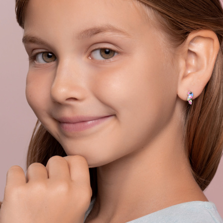 Детские серебряные серьги с эмалью «Попугаи»