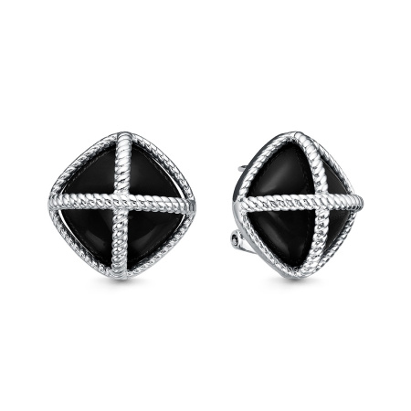 Серебряные серьги с ониксом