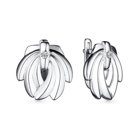 Серебряные серьги с бриллиантом