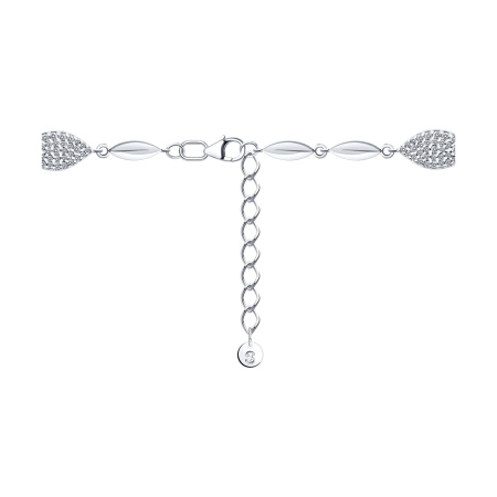 Браслет из серебра с фианитами «Цветы»