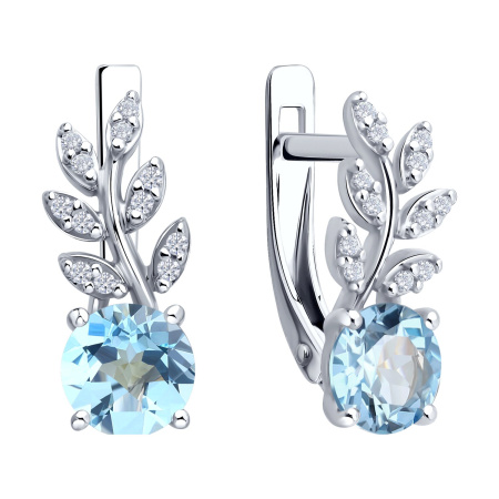 Серьги из серебра с топазами и фианитами