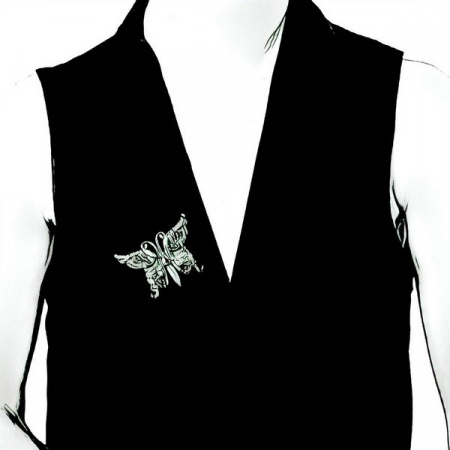 Серебряная брошь с марказитами Swarovski и жемчугом