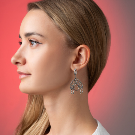 Серебряные серьги «Русская красавица» кокошник