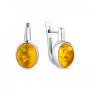 Серьги из серебра с янтарем «Простые линии»