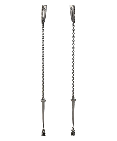 Серебряные серьги с фианитами длинные «Цепи»