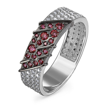 Кольцо с малиновыми фианитами