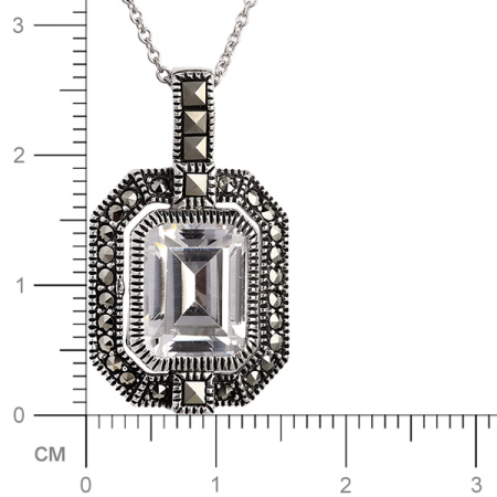 Серебряный кулон с марказитами Swarovski и фианитом на цепи