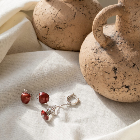 Серьги «Яблочное трио» с эмалью