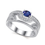 Серебряное кольцо с сапфиром и фианитами