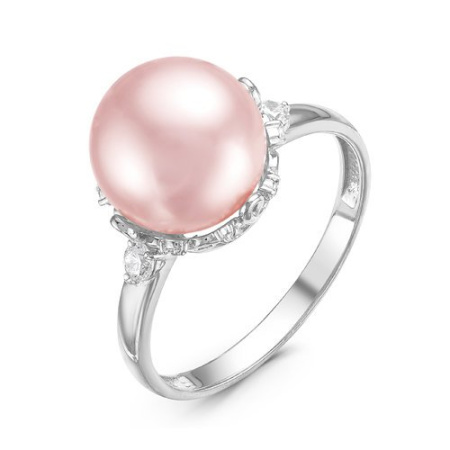 Серебряное кольцо с жемчугом Swarovski и фианитом
