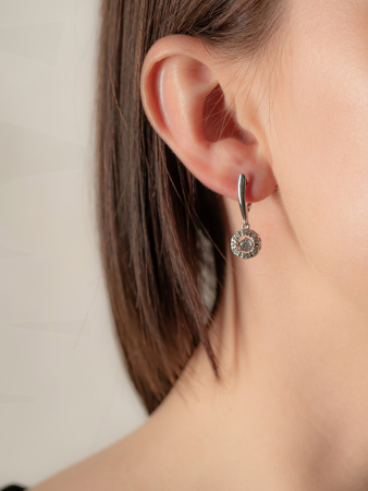 Серьги серебряные с танцующими фианитами