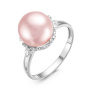 Серебряное кольцо с жемчугом Swarovski и фианитом
