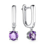 Серьги из серебра с аметистом и бриллиантом