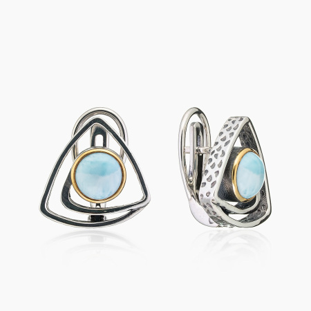 Серьги из серебра с камнем ларимар
