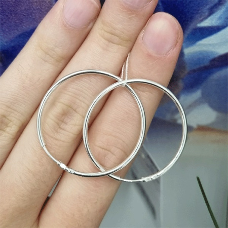 Серебряные серьги кольца 3 см