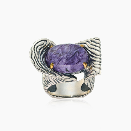 Кольцо из серебра с чароитом