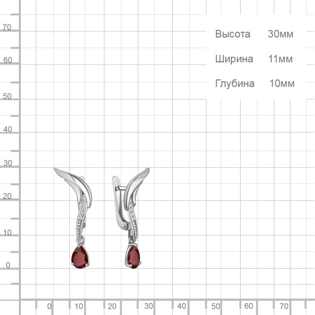 Серебряные серьги с гранатом и фианитами