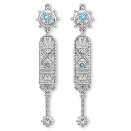 Серебряные серьги с фианитами и топазами