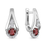 Серьги из серебра с гранатом и фианитами