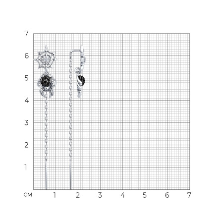 Серьги из серебра с фианитами «Паук»