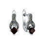 Серьги из серебра с гранатом и марказитами