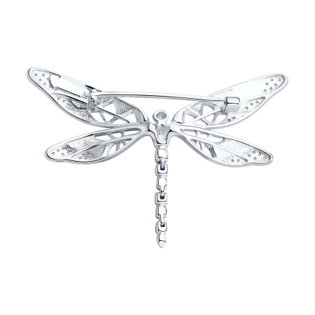 Брошь из серебра с эмалью с фианитами «Стрекоза»