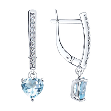 Серебряные серьги с топазом и фианитами