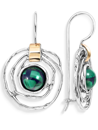 Серебряные серьги с золотом и лазуритом