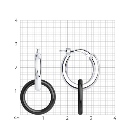 Серьги-хупы из серебра с керамическими вставками