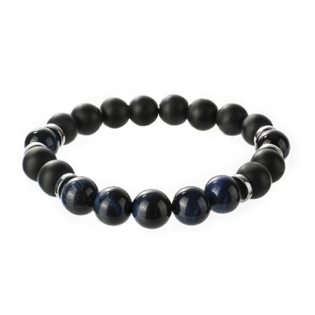 Браслет мужской с гематитом и соколиным глазом