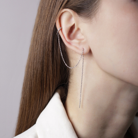 Серьга каффа из серебра с продевкой