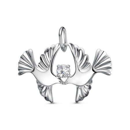 Серебряная подвеска с фианитами «Птицы»