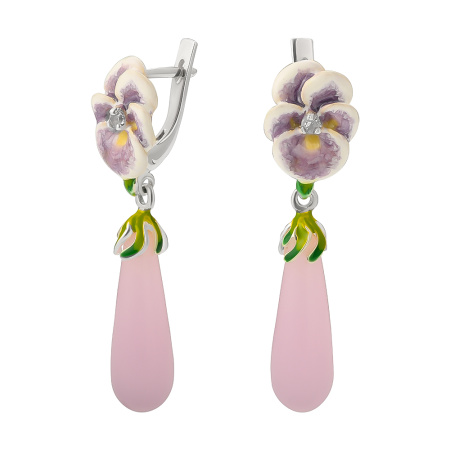 Серьги из серебра с эмалью «Фиалка»