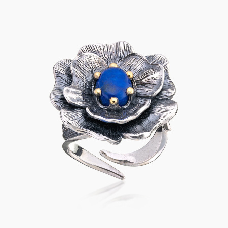 Кольцо из серебра с камнем лазурит