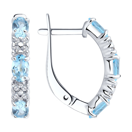 Серебряные серьги с топазами и фианитами