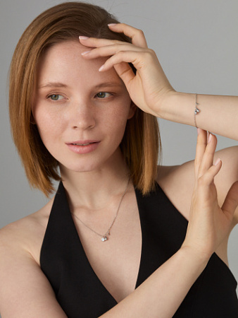 Колье из серебра с фианитом «Капля»