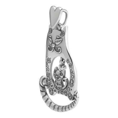 Серебряные кулон «Кот любовь»