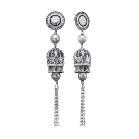 Серьги из серебра с жемчугом и фианитами