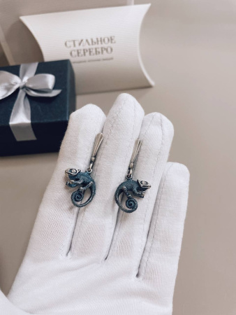 Серьги из серебра «Хамелеон»
