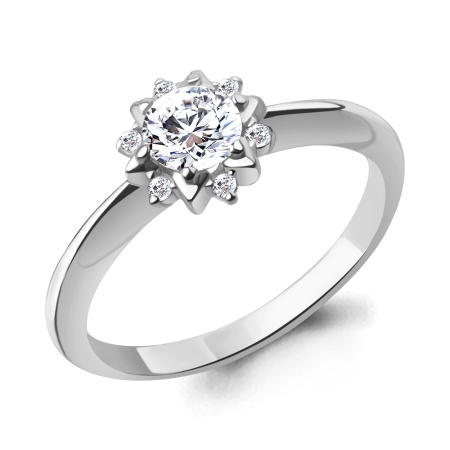 Кольцо из серебра с фианитами «Цветок»