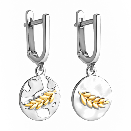 Серьги из серебра «Колос веточка»