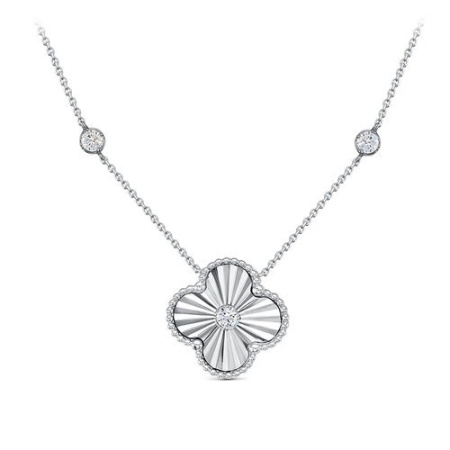 Серебряное колье с фианитом «Цветок»