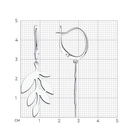 Серьги из серебра «Лист»