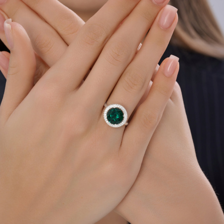 Кольцо из серебра с кварцем и фианитами