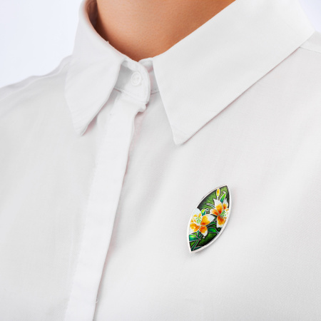 Брошь-подвеска «Лилия» с эмалью