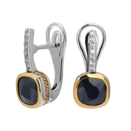 Серьги из серебра с натуральным сапфиром