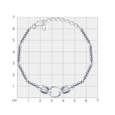 Серебряный браслет с фианитами «Змея»